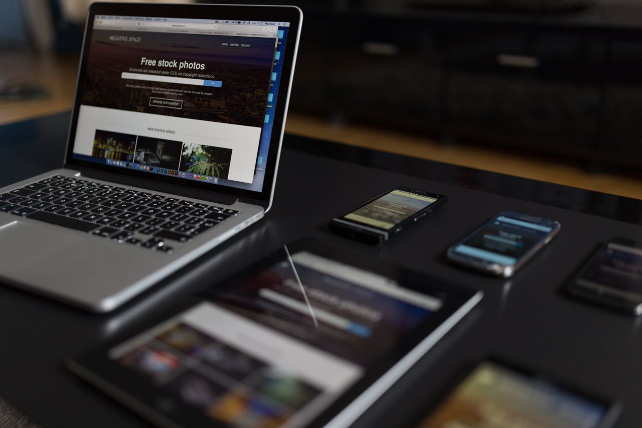 heros-img A contemporary workspace showcasing a laptop, tablet, and smartphones, ideal for tech and freelance use.